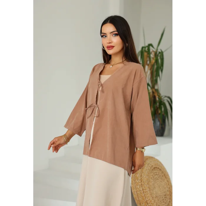 Çift Bağlamalı Uzun Kimono