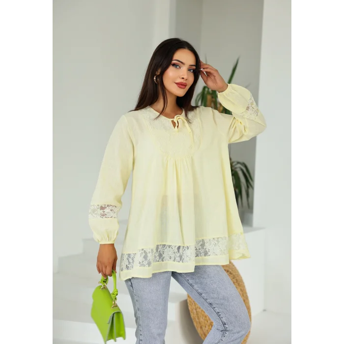 Dantel Detaylı Tunik Limon
