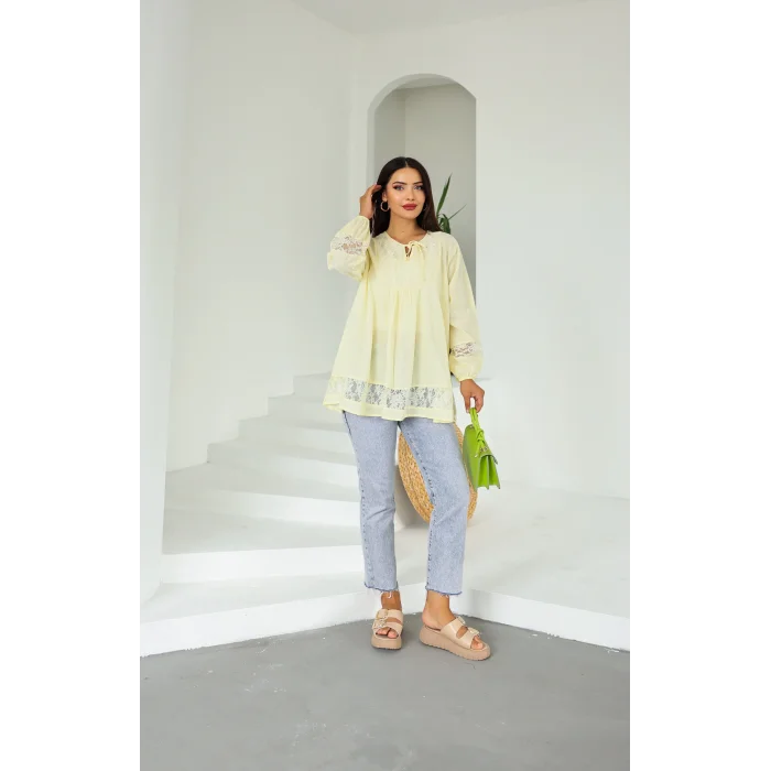 Dantel Detaylı Tunik Limon
