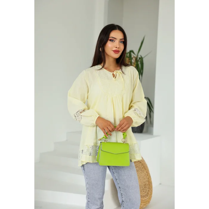Dantel Detaylı Tunik Limon