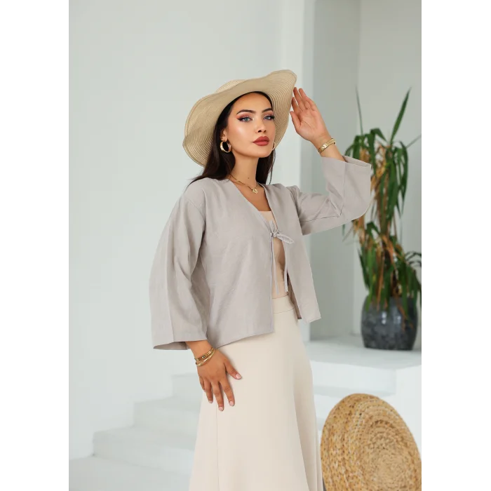 Keten Kısa Kimono Duman