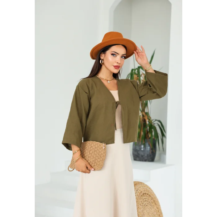 Keten Kısa Kimono Haki