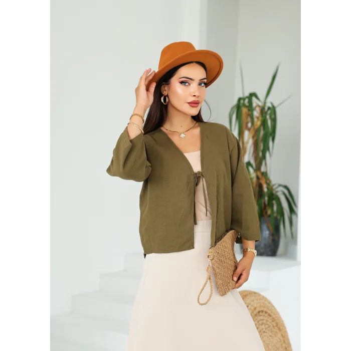 Keten Kısa Kimono Haki