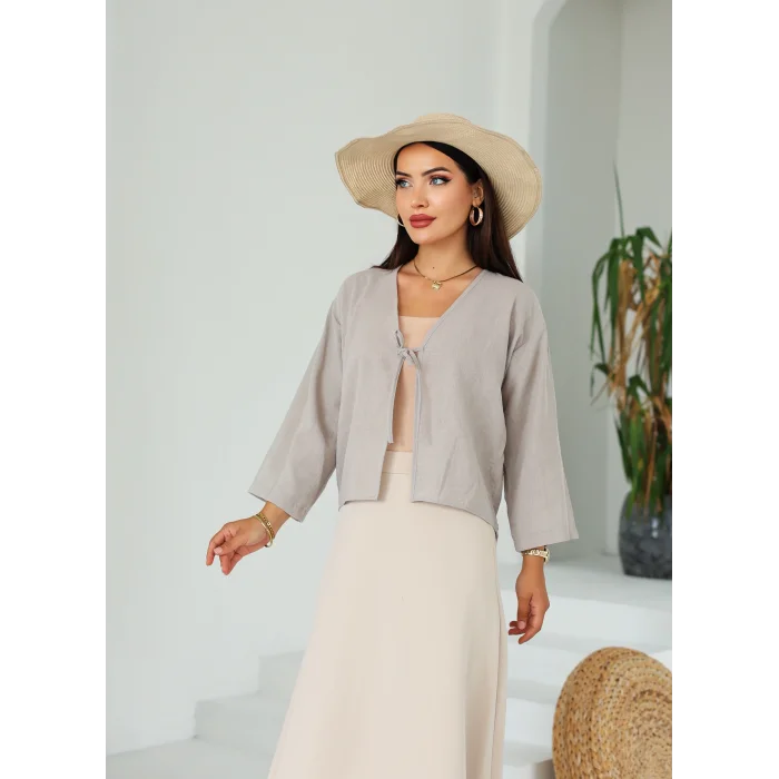 Keten Kısa Kimono Duman