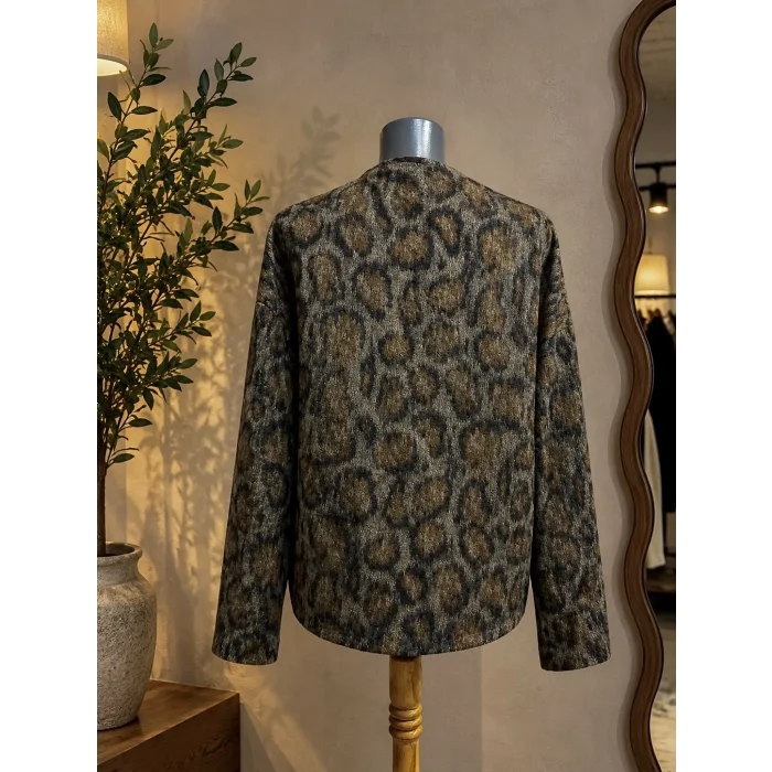 Leopar Kaşe Ceket