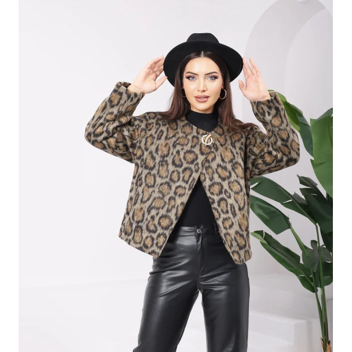 Leopar Kaşe Ceket