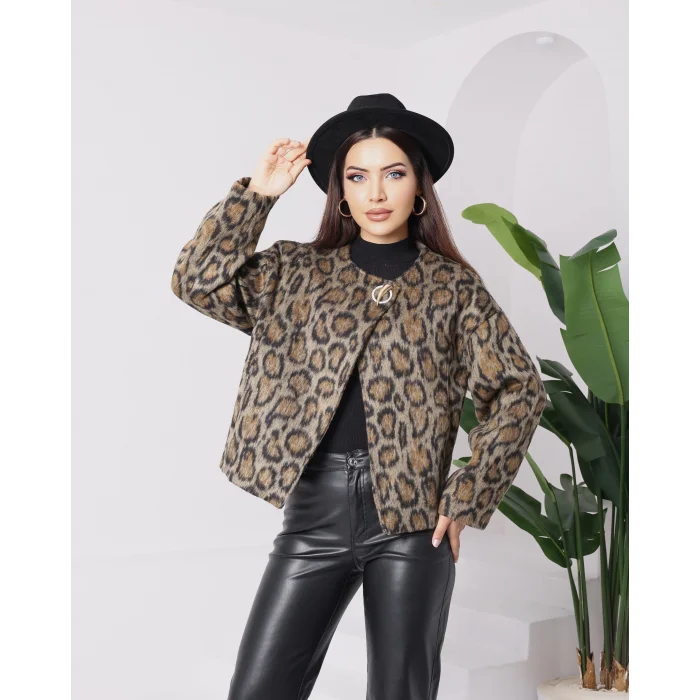 Leopar Kaşe Ceket