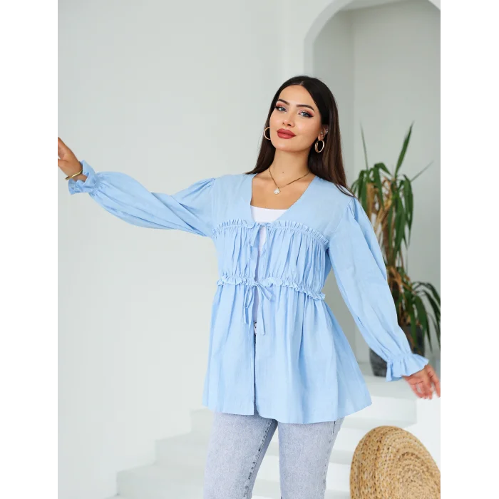 Ön Büzgülü Kimono Tunik