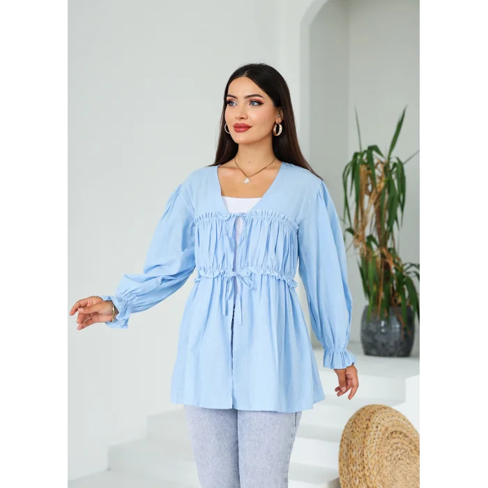 Ön Büzgülü Kimono Tunik