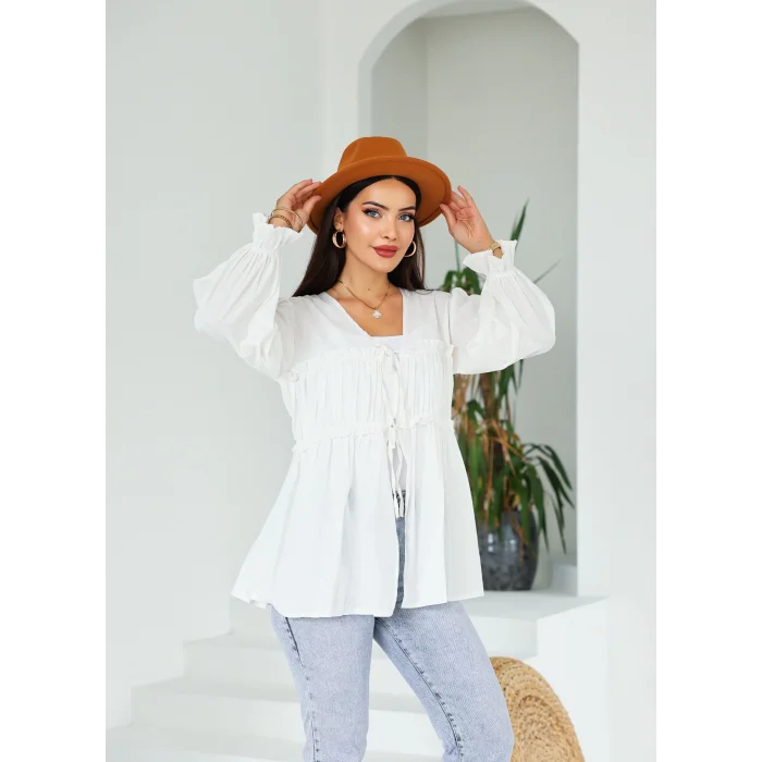 Ön Büzgülü Kimono Tunik