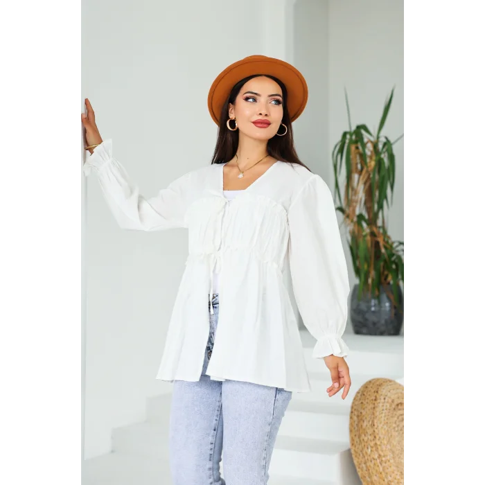 Ön Büzgülü Kimono Tunik