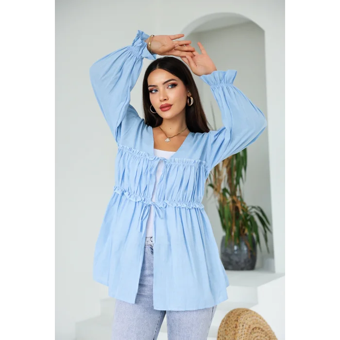 Ön Büzgülü Kimono Tunik