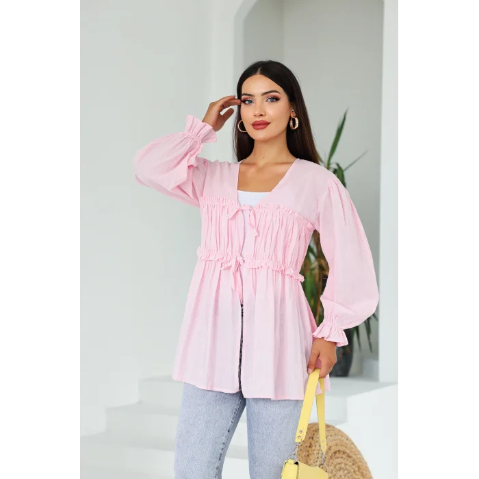 Ön Büzgülü Kimono Tunik