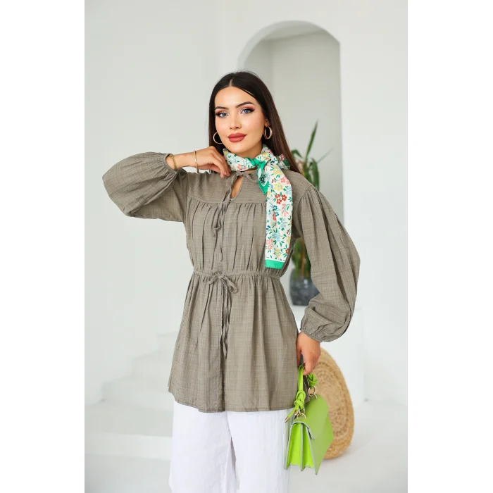 Ön Büzgülü Uzun Tunik Antrasit