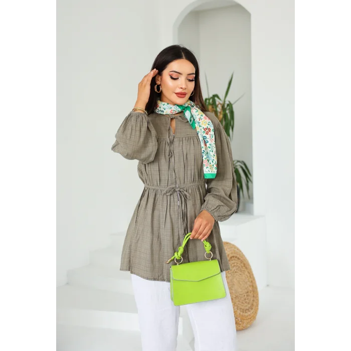 Ön Büzgülü Uzun Tunik Antrasit