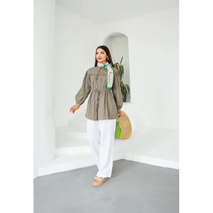 Ön Büzgülü Uzun Tunik Antrasit