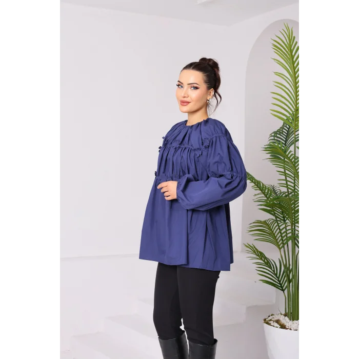 Papatyalı Flower Tunik Lacivert