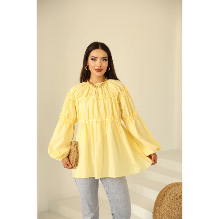 Papatyalı Flower Tunik Limon