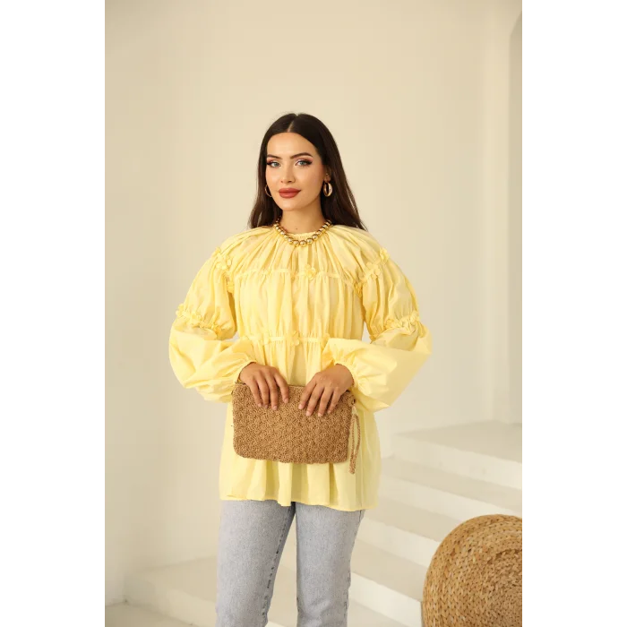 Papatyalı Flower Tunik Limon