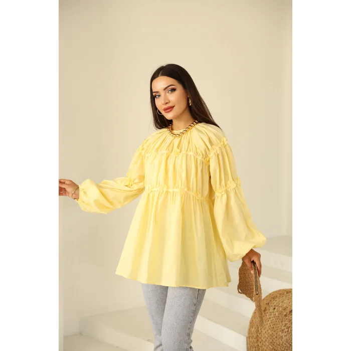 Papatyalı Flower Tunik Limon