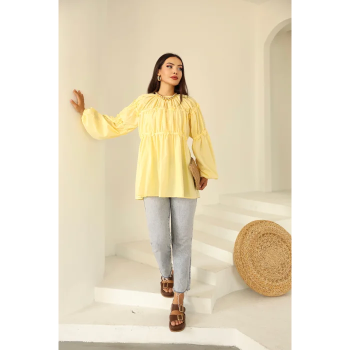 Papatyalı Flower Tunik Limon