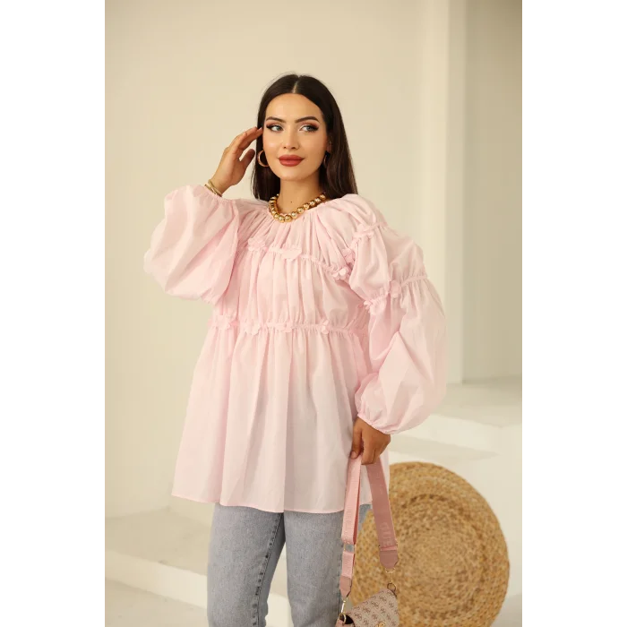 Papatyalı Flower Tunik Pembe