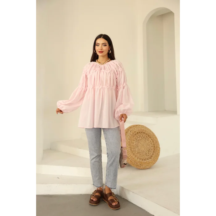 Papatyalı Flower Tunik Pembe