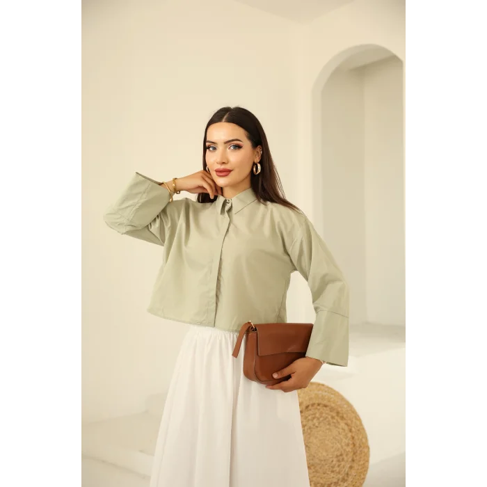 Poplin Basic Gömlek haki
