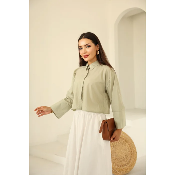 Poplin Basic Gömlek haki