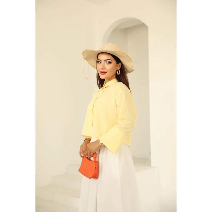 Poplin Basic Gömlek Limon