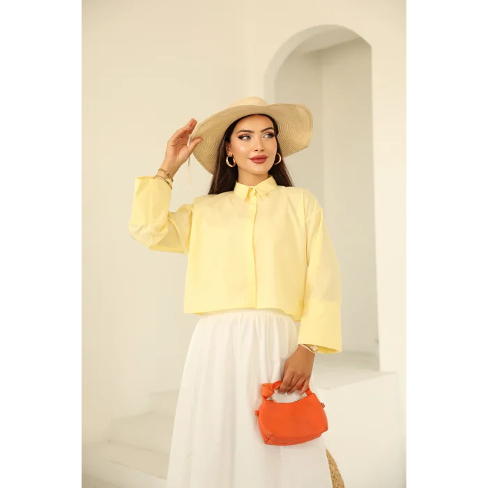 Poplin Basic Gömlek Limon