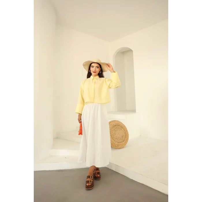 Poplin Basic Gömlek Limon