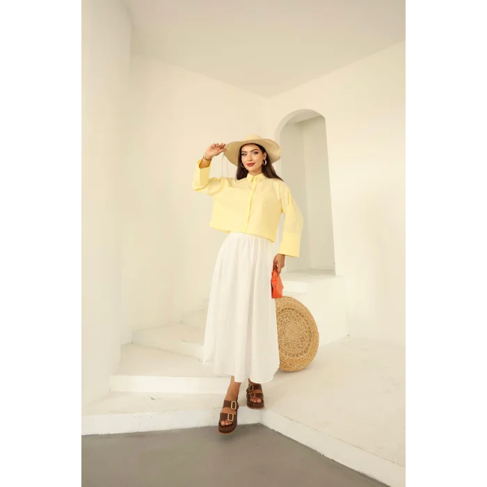 Poplin Basic Gömlek Limon