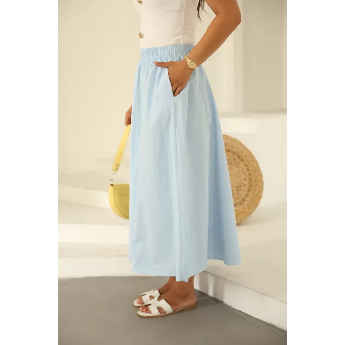Poplin Etek Bebe Mavi