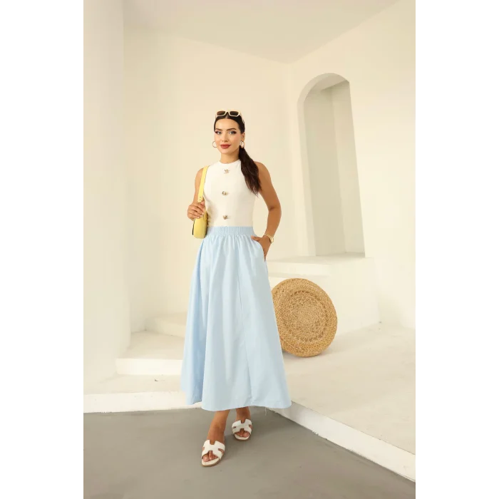 Poplin Etek Bebe Mavi