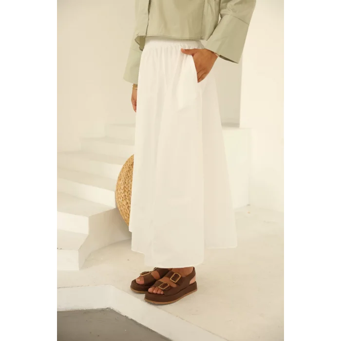 Poplin Etek Ekru