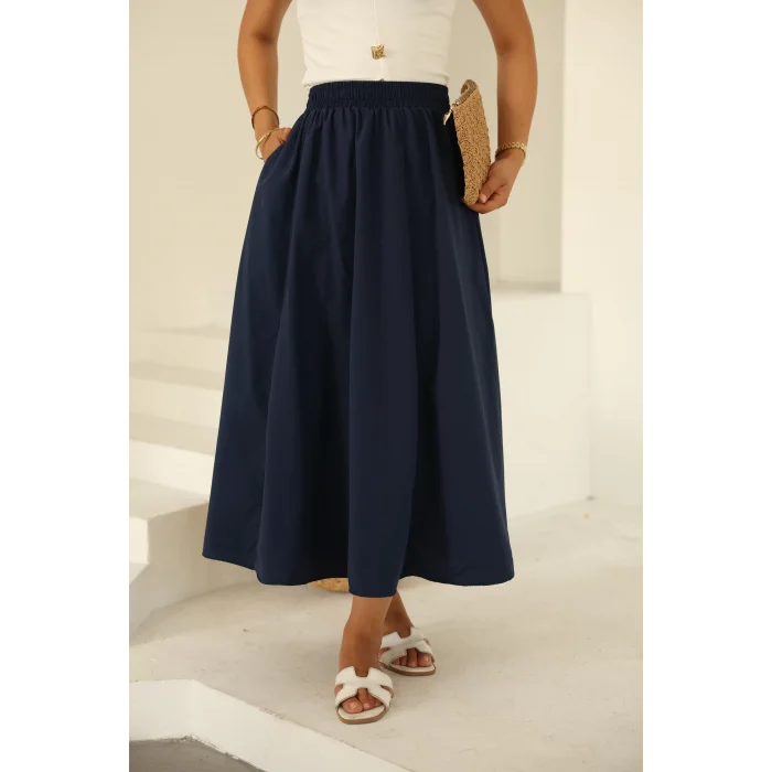 Poplin Etek Lacivert