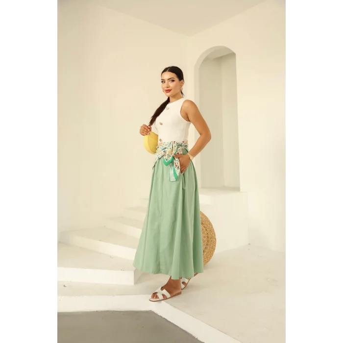 Poplin Etek Su Yeşili