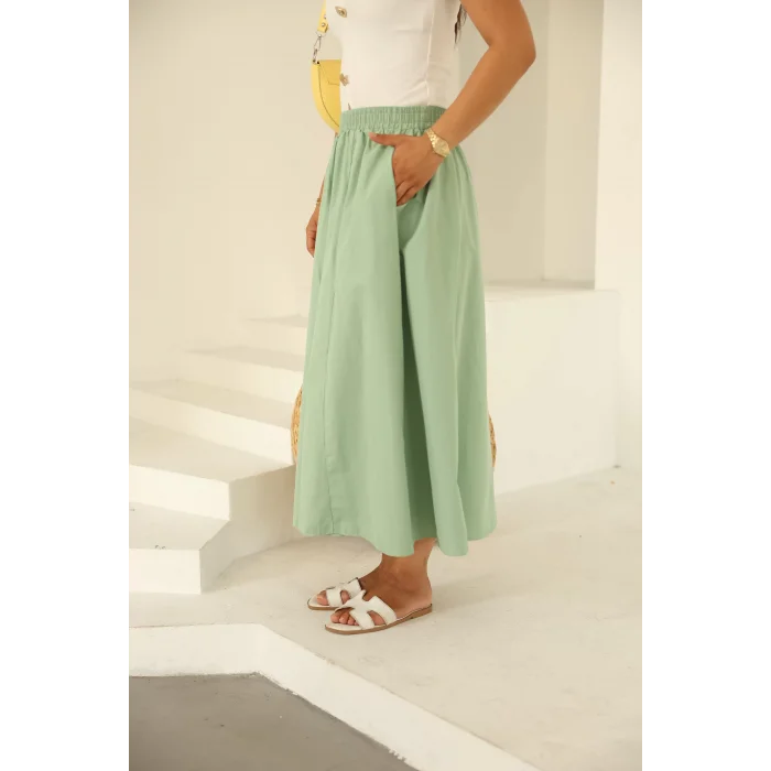 Poplin Etek Su Yeşili