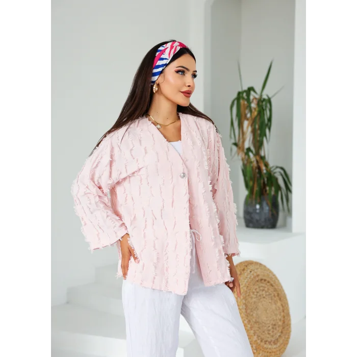 Saçaklı Kimono Pembe