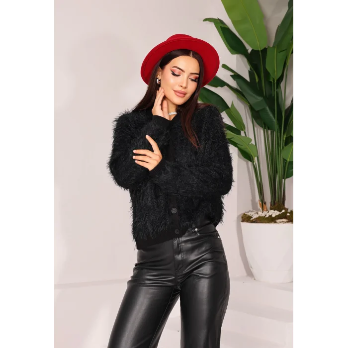 Saçaklı Triko Hırka Siyah