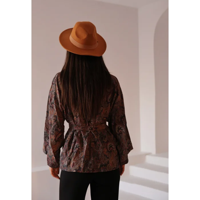 Şal Desen Kuşaklı Kimono