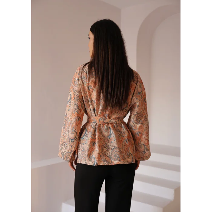 Şal Desen Kuşaklı Kimono