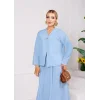 V Yaka Poplin Gömlek-Etek Takım