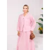 V Yaka Poplin Gömlek-Etek Takım