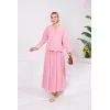 V Yaka Poplin Gömlek-Etek Takım