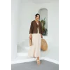 Keten Kısa Kimono Acı Kahve