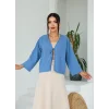 Keten Kısa Kimono Mavi
