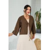Keten Kısa Kimono Acı Kahve
