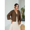 Keten Kısa Kimono Acı Kahve